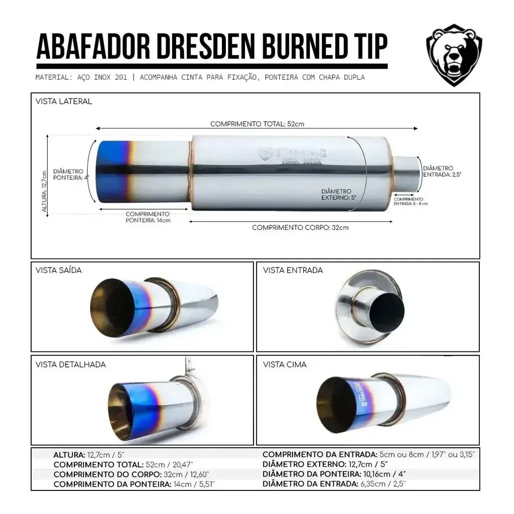 Abafador Esportivo em Inox Bärenwald Dresden com ponteira “Burned Tip” — foto 6
