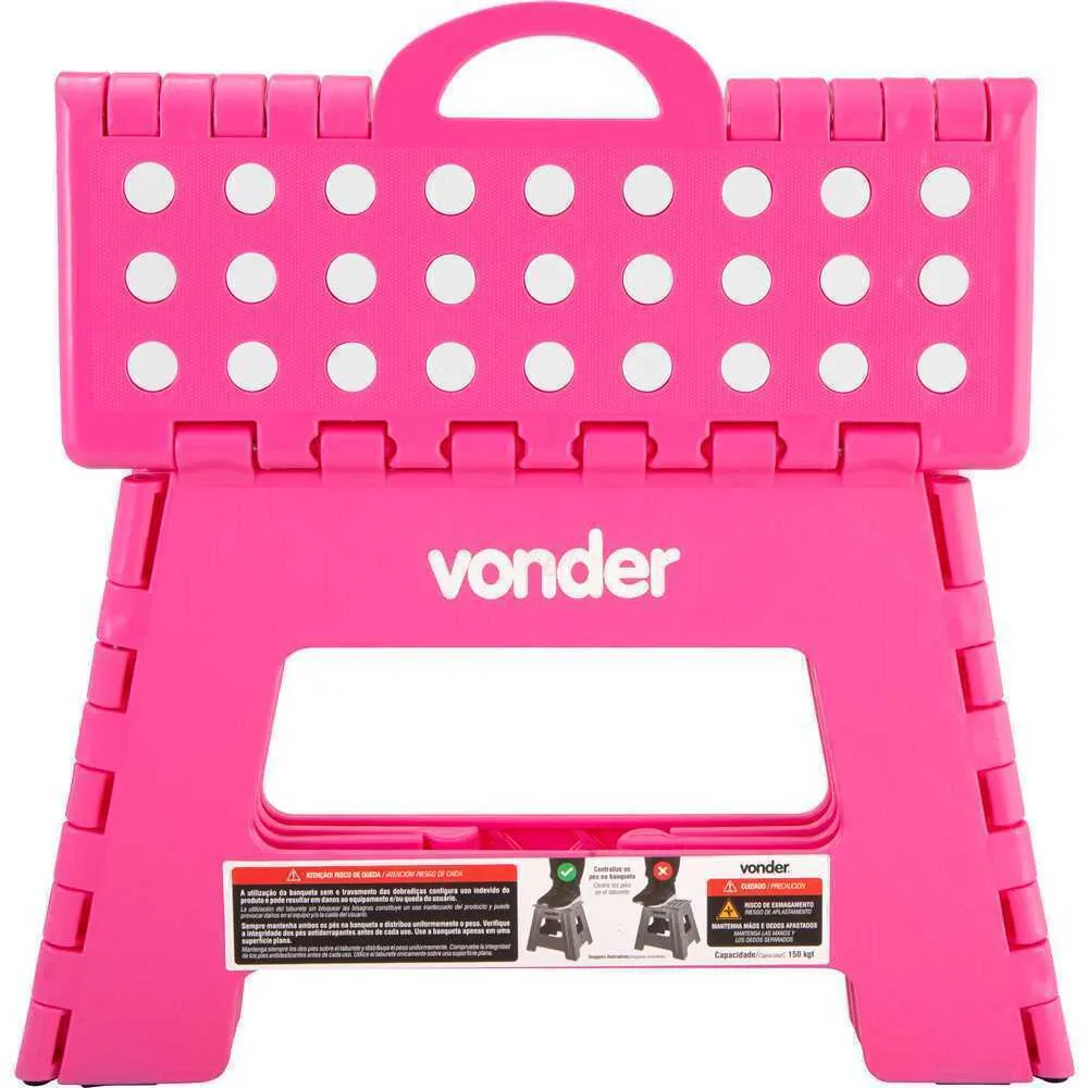 Banqueta plástica dobrável Vonder (220mm de altura - Rosa) — foto 15