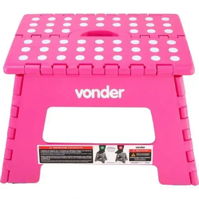 Banqueta plástica dobrável Vonder (220mm de altura - Rosa) — foto 2