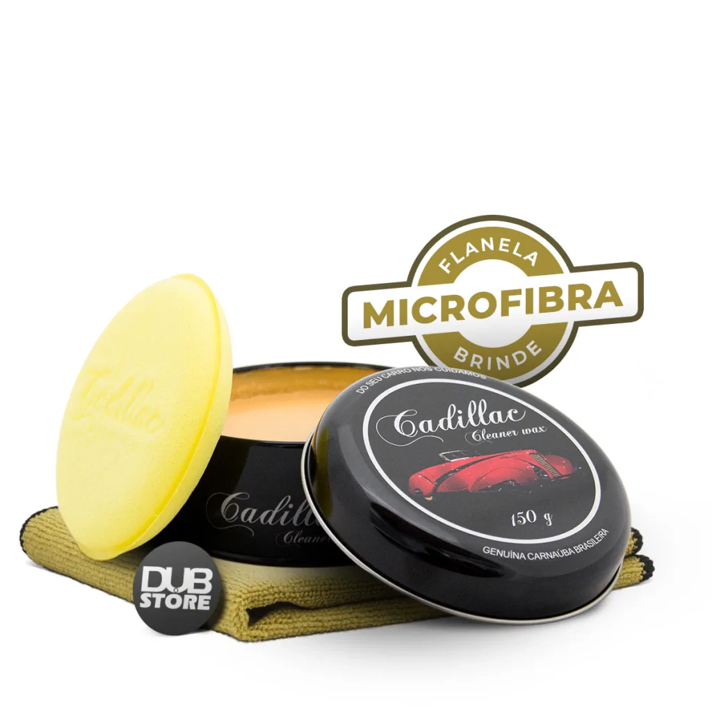 Cera carnaúba Cleaner Wax com aplicador Cadillac (150g) + Flanela 40x40cm