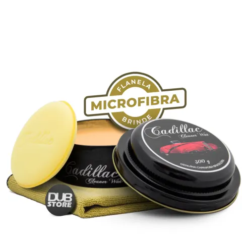 Cera carnaúba Cleaner Wax com aplicador Cadillac (300g) + Flanela 40x40cm
