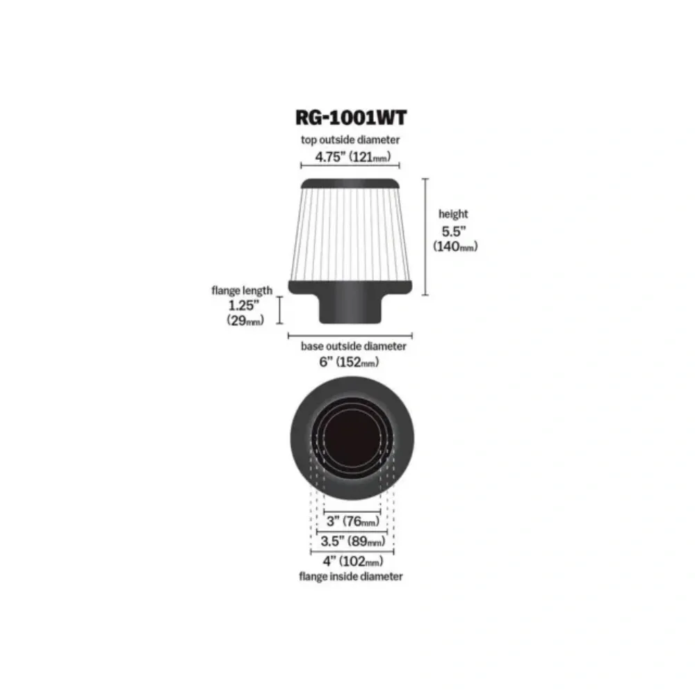 Filtro de ar esportivo K&N cônico duplo fluxo (cinza) — foto 10