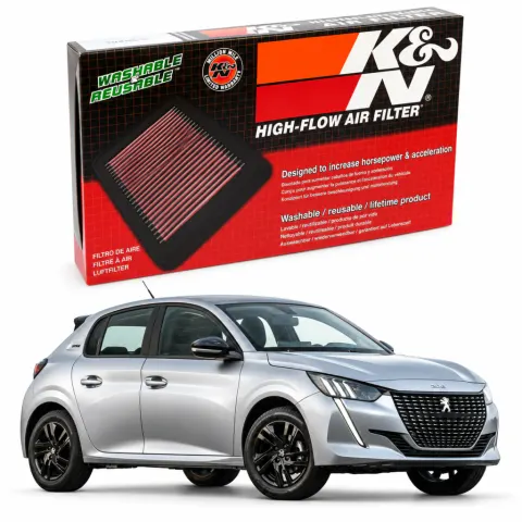 Filtro de ar esportivo K&N inbox Peugeot 208 Aspirado
