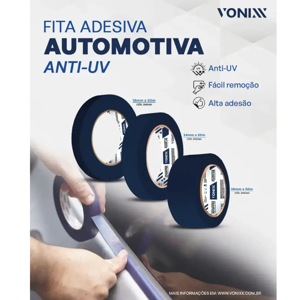 Fita Crepe Automotiva Azul Vonixx (18mm X 50m) — foto 2