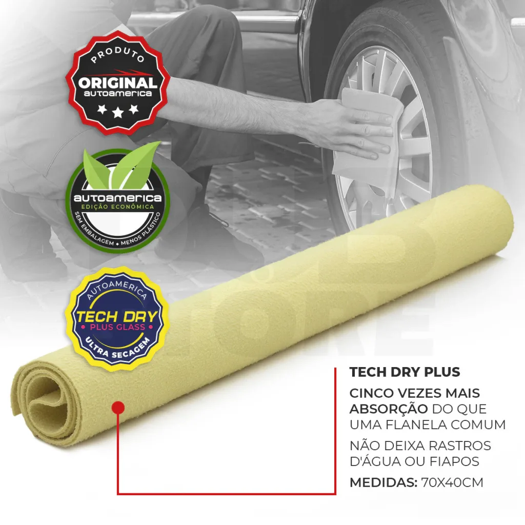 Flanela para secagem de alta absorção Tech Dry Plus Autoamerica (70X40cm) — foto 3