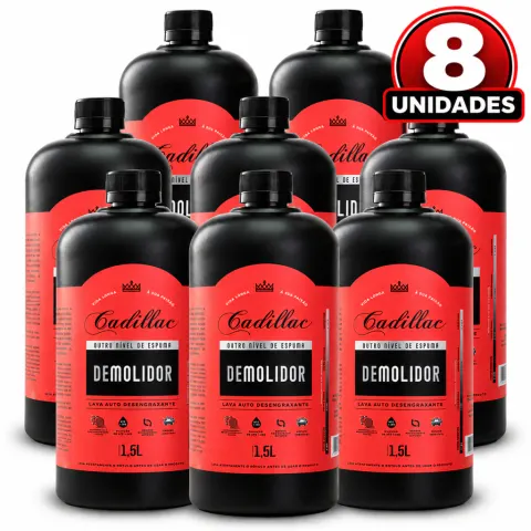 Kit com 8 Shampoo Demolidor 1,5L Desengraxante Cadillac