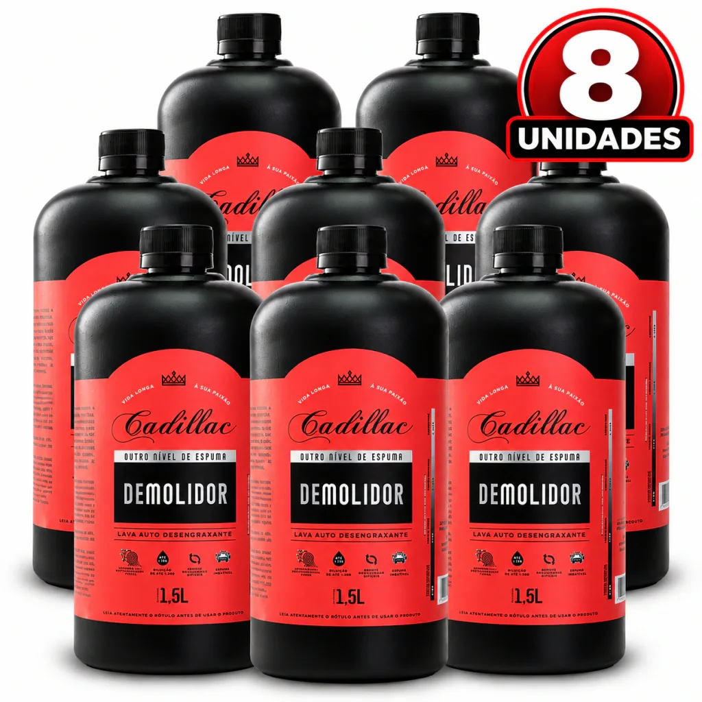 Kit com 8 Shampoo Demolidor 1,5L Desengraxante Cadillac