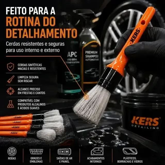 Kit de pincéis macio para detalhamento automotivo Kers (5 unidades) — foto 5
