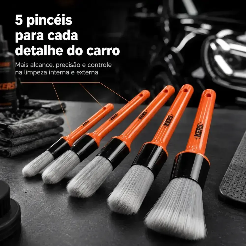 Kit de pincéis macio para detalhamento automotivo Kers (5 unidades) — foto 6