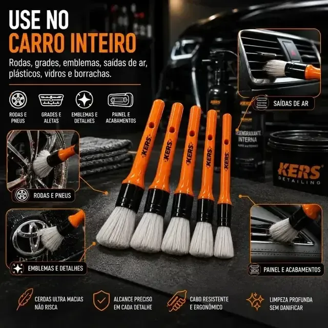 Kit de pincéis macio para detalhamento automotivo Kers (5 unidades) — foto 7