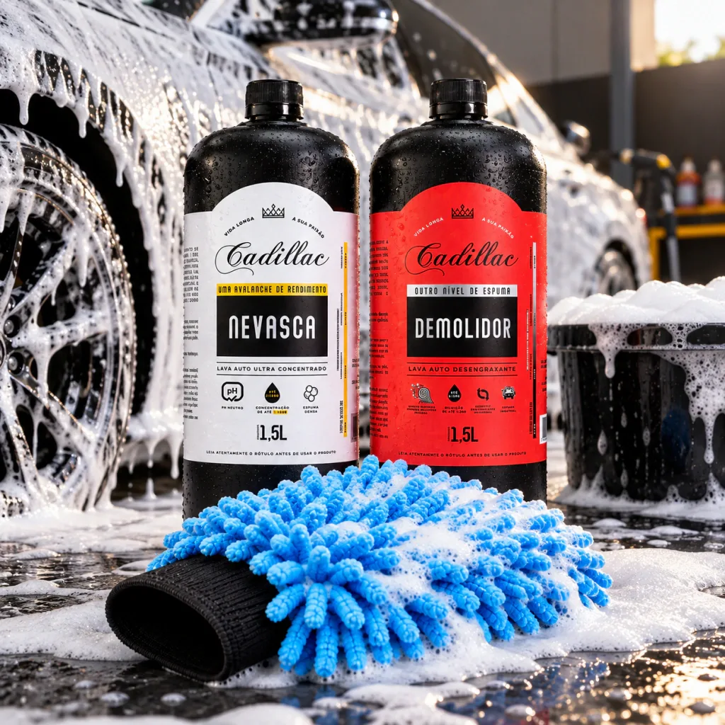 Kit Lava Auto Cadillac Demolidor Pré-Lavagem + Nevasca Snow Foam Neutro 1,5L