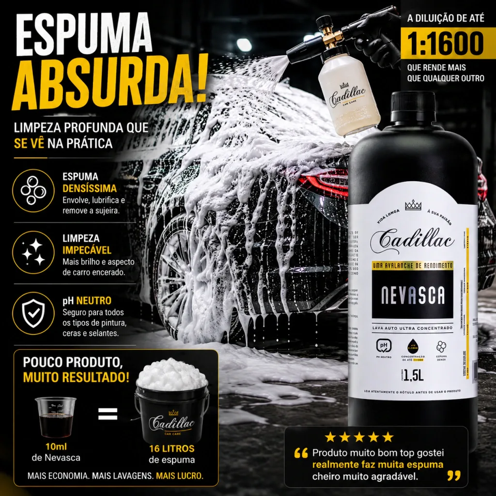 Kit Lava Auto Cadillac Demolidor Pré-Lavagem + Nevasca Snow Foam Neutro 1,5L — foto 11