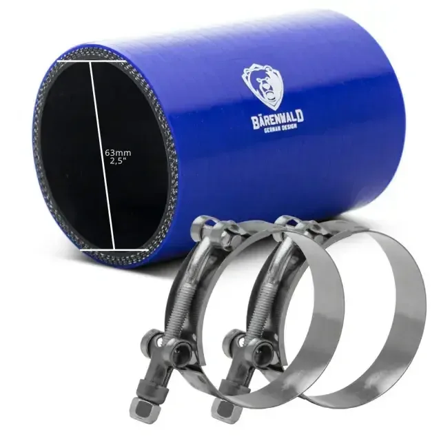 Kit Mangote de silicone reto 2,5" (63mm) x 100mm Bärenwald azul com Abraçadeiras Tucho Inox — foto 3