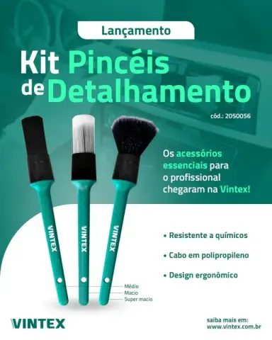 Kit Pincéis para detalhamento automotivo Vintex