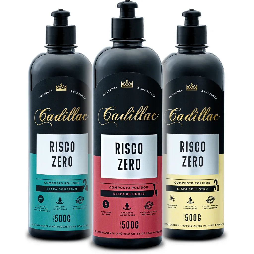 Kit polidores corte, refino e lustro Risco Zero Cadillac