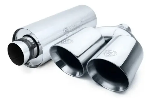 Kit Ponteira Dupla Mitte Em Inox E Abafador Intermediário Essen 2,5 Pol