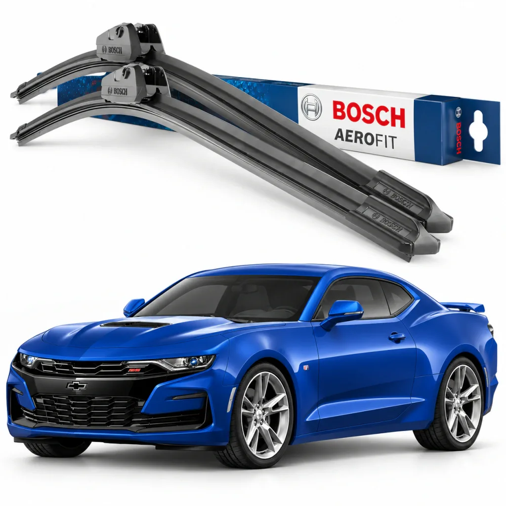 Par palhetas limpadoras de para-brisa Chevrolet Camaro 2018+ Aerofit Bosch (22" / 22")