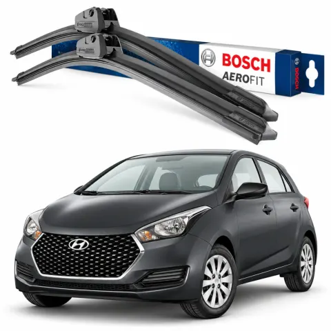 Par palhetas limpadoras de para-brisa Hyundai HB20 / HB20X / HB20S 2012 a 2019 Aerofit Bosch (24" / 16")