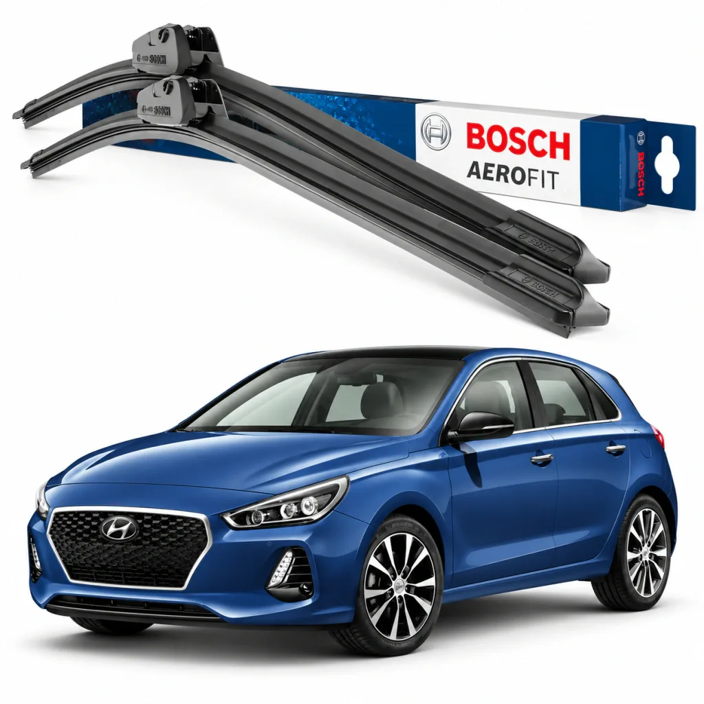 Par palhetas limpadoras de para-brisa Hyundai i30 2013 a 2017 Aerofit Bosch (26" / 14")
