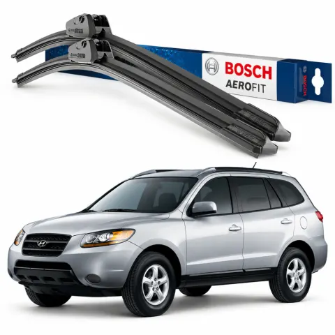 Par palhetas limpadoras de para-brisa Hyundai Santa Fé 2006 a 2012 Aerofit Bosch (24" / 18")