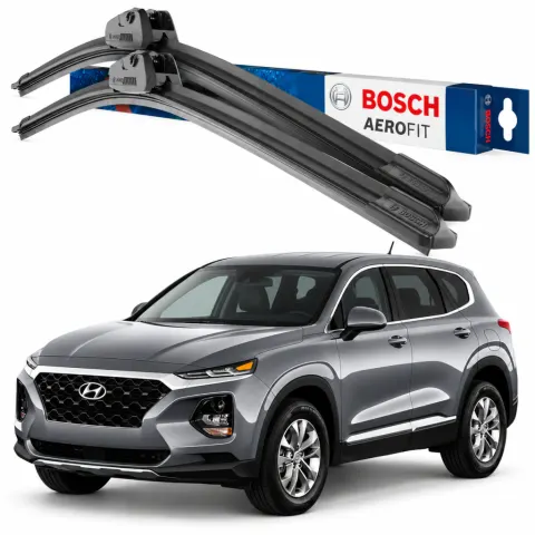 Par palhetas limpadoras de para-brisa Hyundai Santa Fé 2020+ Aerofit Bosch (26" / 15")