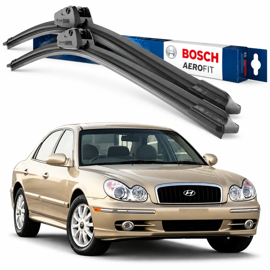 Par palhetas limpadoras de para-brisa Hyundai Sonata 2001 a 2005 Aerofit Bosch (22" / 20")