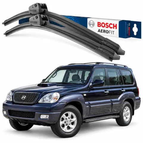 Par palhetas limpadoras de para-brisa Hyundai Terracan 2001 a 2006 Aerofit Bosch (22" / 20")