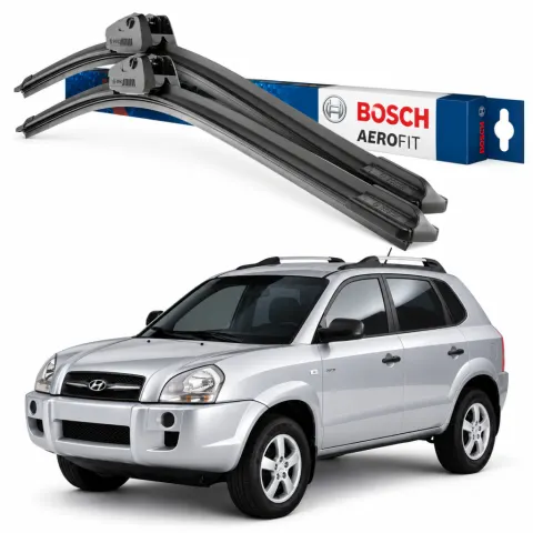 Par palhetas limpadoras de para-brisa Hyundai Tucson 2004 a 2017 Aerofit Bosch (24" / 16")