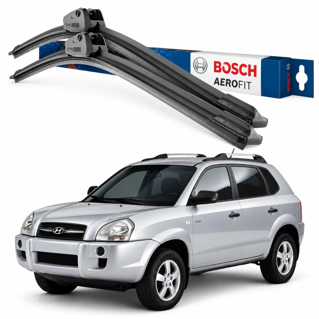 Par palhetas limpadoras de para-brisa Hyundai Tucson 2004 a 2017 Aerofit Bosch (24" / 16")