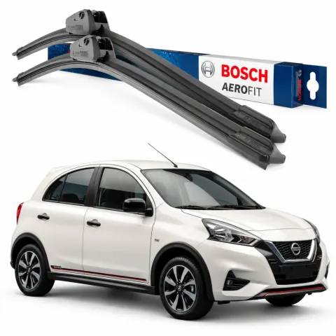 Par palhetas limpadoras de para-brisa Nissan March Aerofit Bosch (21" / 14")