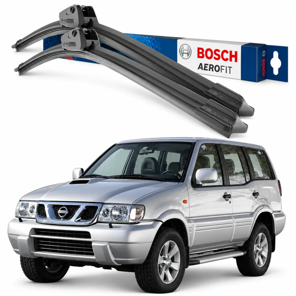 Par palhetas limpadoras de para-brisa Nissan Terrano 1993 a 2005 Aerofit Bosch (21" / 20")