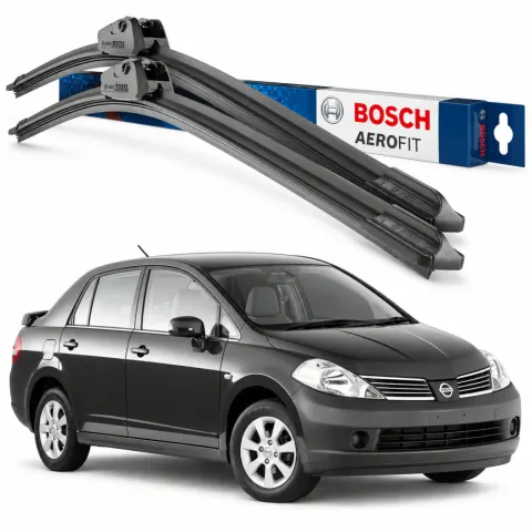Par palhetas limpadoras de para-brisa Nissan Tiida 2007 a 2010 Aerofit Bosch (24" / 14")