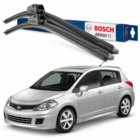Par palhetas limpadoras de para-brisa Nissan Tiida 2009 a 2013 Aerofit Bosch (26" / 16")