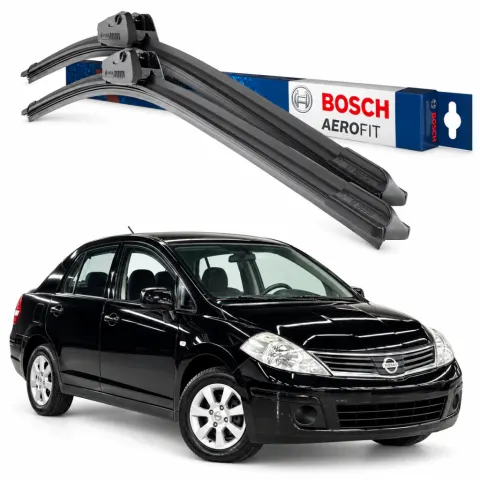Par palhetas limpadoras de para-brisa Nissan Tiida Sedan 2011 a 2013 Aerofit Bosch (22" / 16")