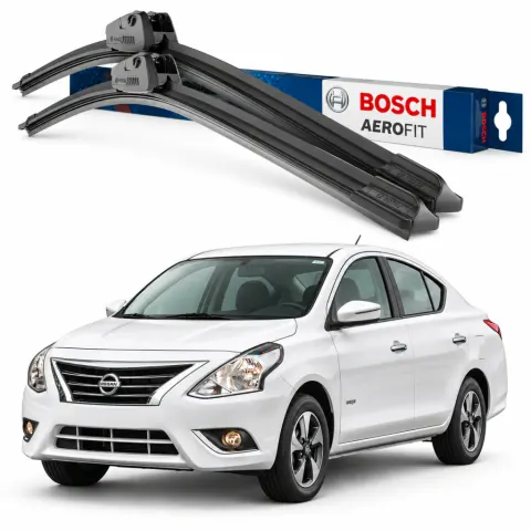Par palhetas limpadoras de para-brisa Nissan Versa 2011 a 2019 Aerofit Bosch (21" / 14")
