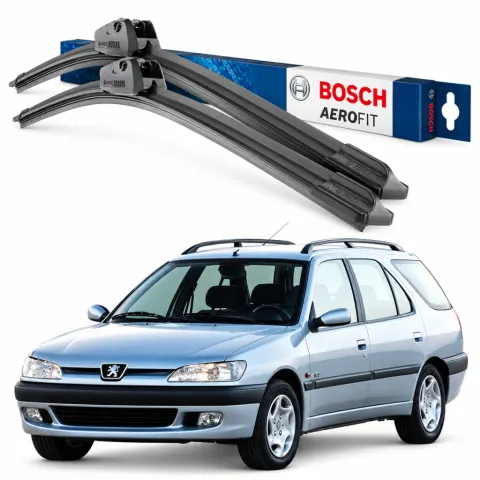 Par palhetas limpadoras de para-brisa Peugeot 306 / 306 SW 1993 a 2002 Aerofit Bosch (22" / 20")