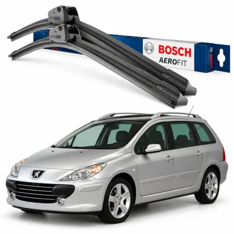 Par palhetas limpadoras de para-brisa Peugeot 307 / 307 SW / 307 CC 2006 a 2012 Aerotwin Bosch (28" / 26")