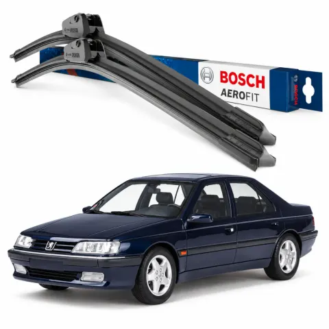 Par palhetas limpadoras de para-brisa Peugeot 605 1993 a 1999 Aerofit Bosch (22" / 22")