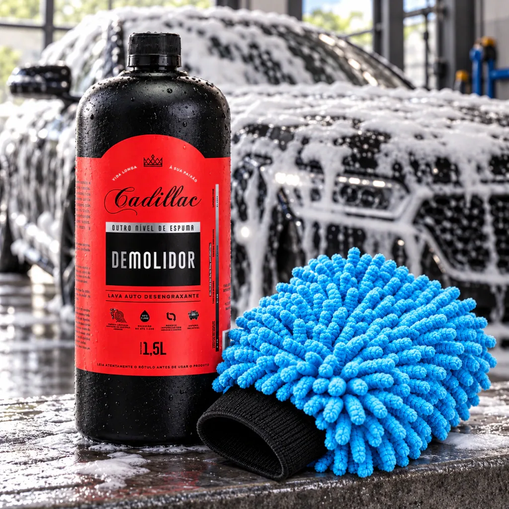 Shampoo Automotivo Demolidor Desengraxante Cadillac 1,5L + Luva para Lavagem