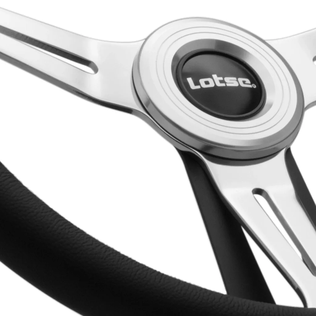 Volante Lotse Class em aço cromado e couro preto (com aplique central) — foto 2