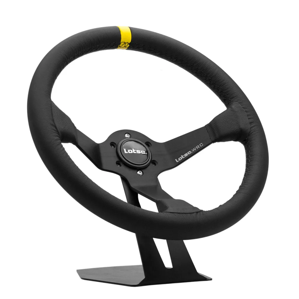 Volante Lotse WRC revestido em couro (tarja amarela)