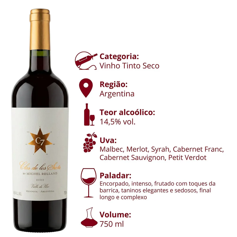 Vinho Tinto Blend Clos de los Siete By Michel Rolland Valle de Uco Mendoza — foto 3