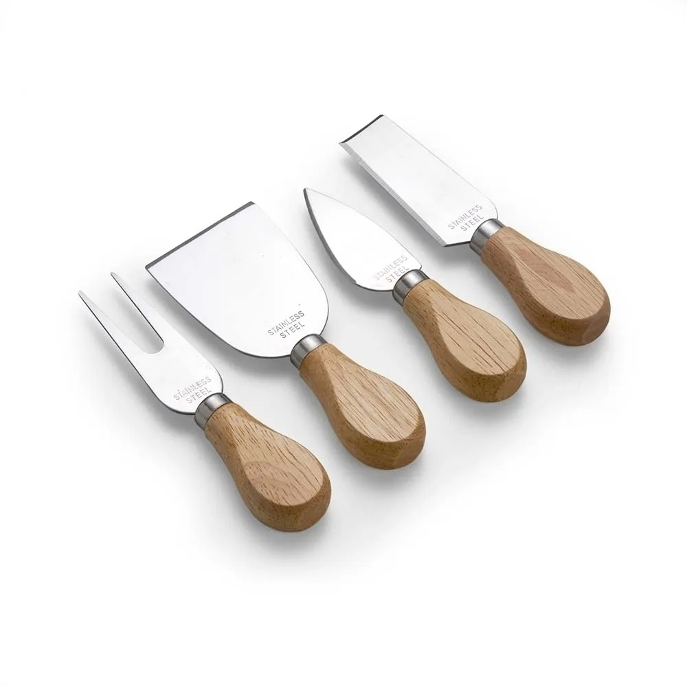 Conjunto Para Queijo Gourmet 4 Peças Premium em Inox e Bambu — foto 3