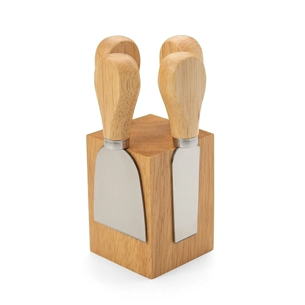 Conjunto para Queijo 4 Peças com Suporte Magnético em Bambu