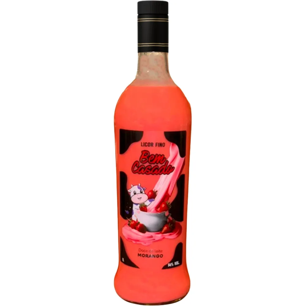 Licor Fino Bem Casado Morango e Doce de Leite 1L