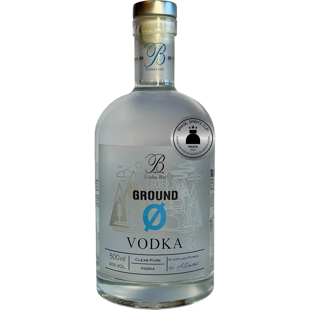 Pomerode Ground Vodka, 500ml, 40% Vol., Prata Brazil Spirits Cup, Destilada e Filtrada