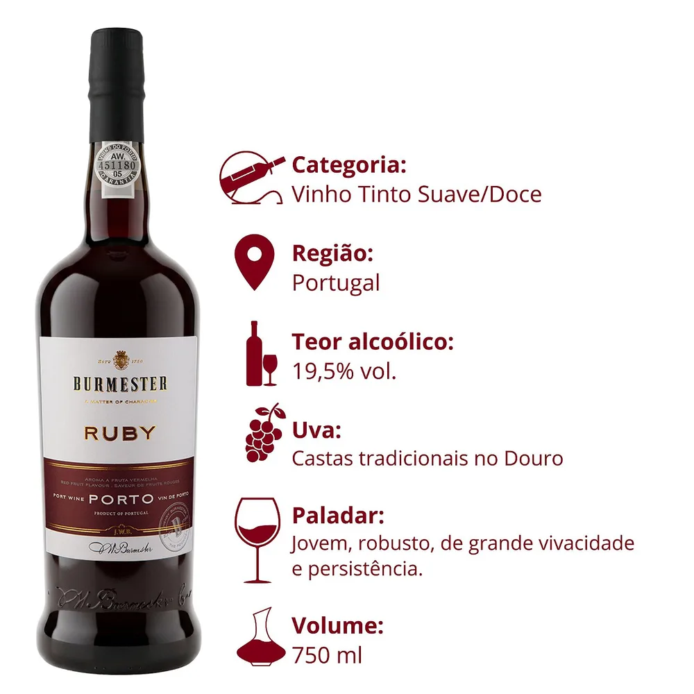 Vinho do Porto Ruby Burmester 750 ml — foto 3