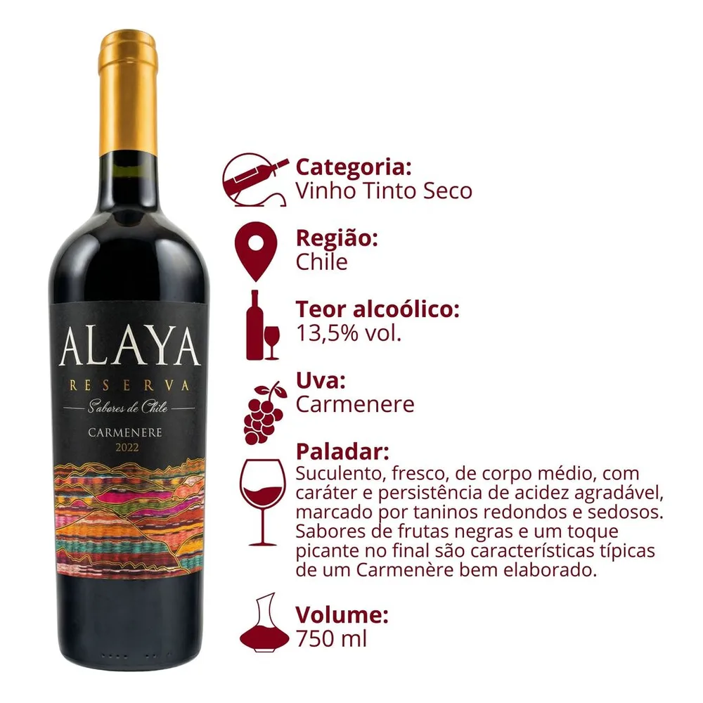 Vinho Tinto Alaya Reserva Carménère 2022 750 ml — foto 3