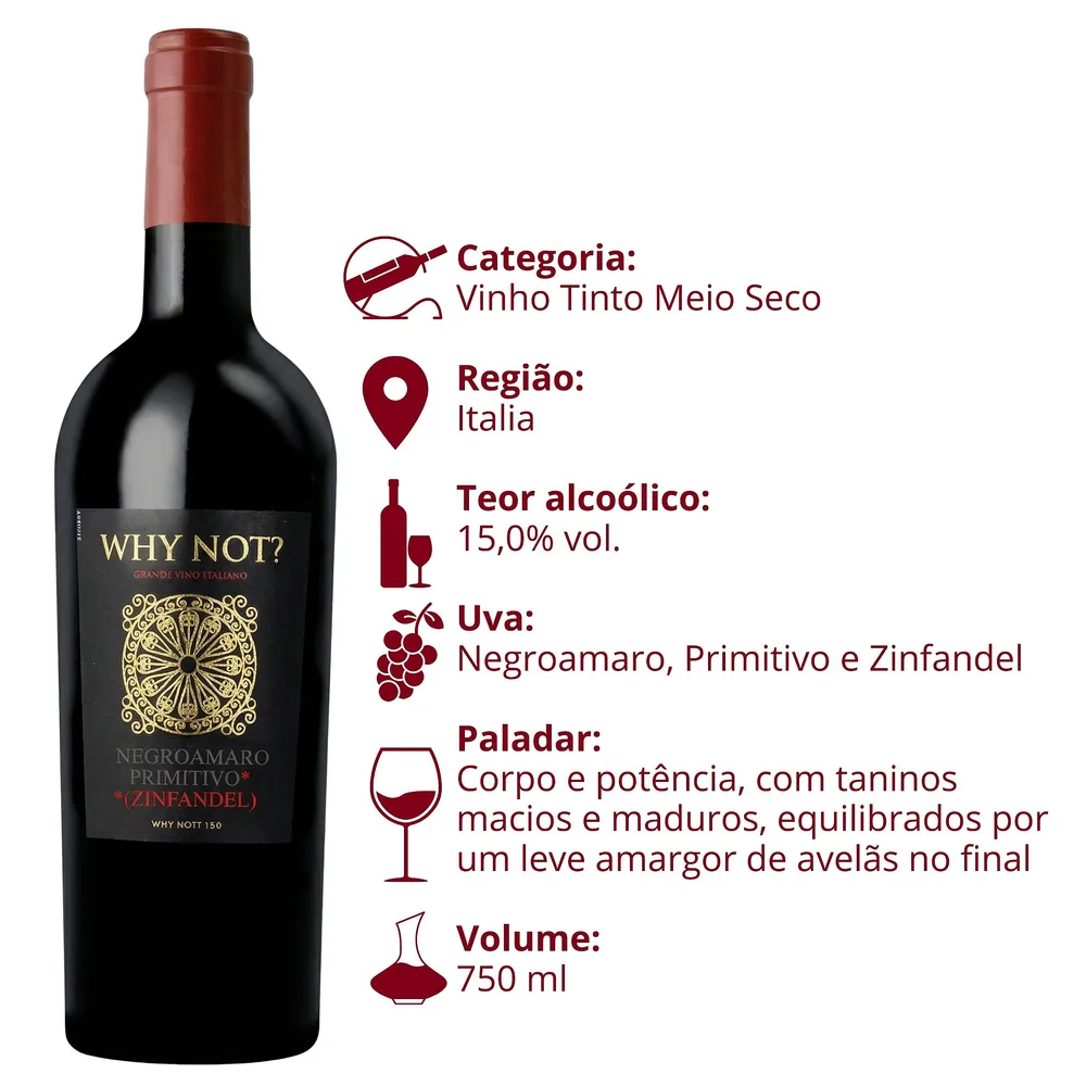 Tinto WHY NOT Negroamaro Primitivo Puglia IGT — foto 3