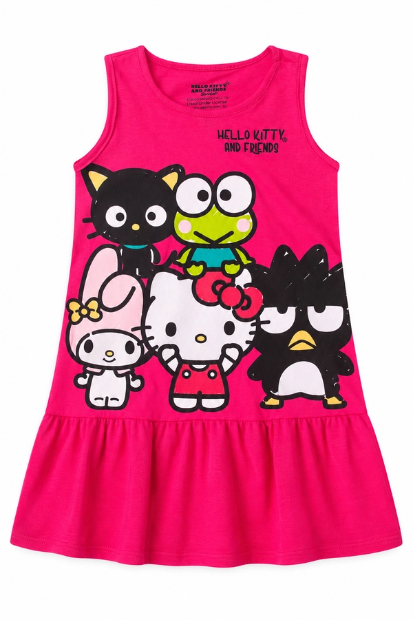 Vestido Feminino Infantil Brilho da Amizade - Hello Kitty